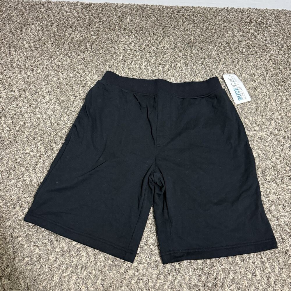 Dude Robe Terry Lined Shorts Mens S/M Stretch Sweats Pull On Comfy Black New